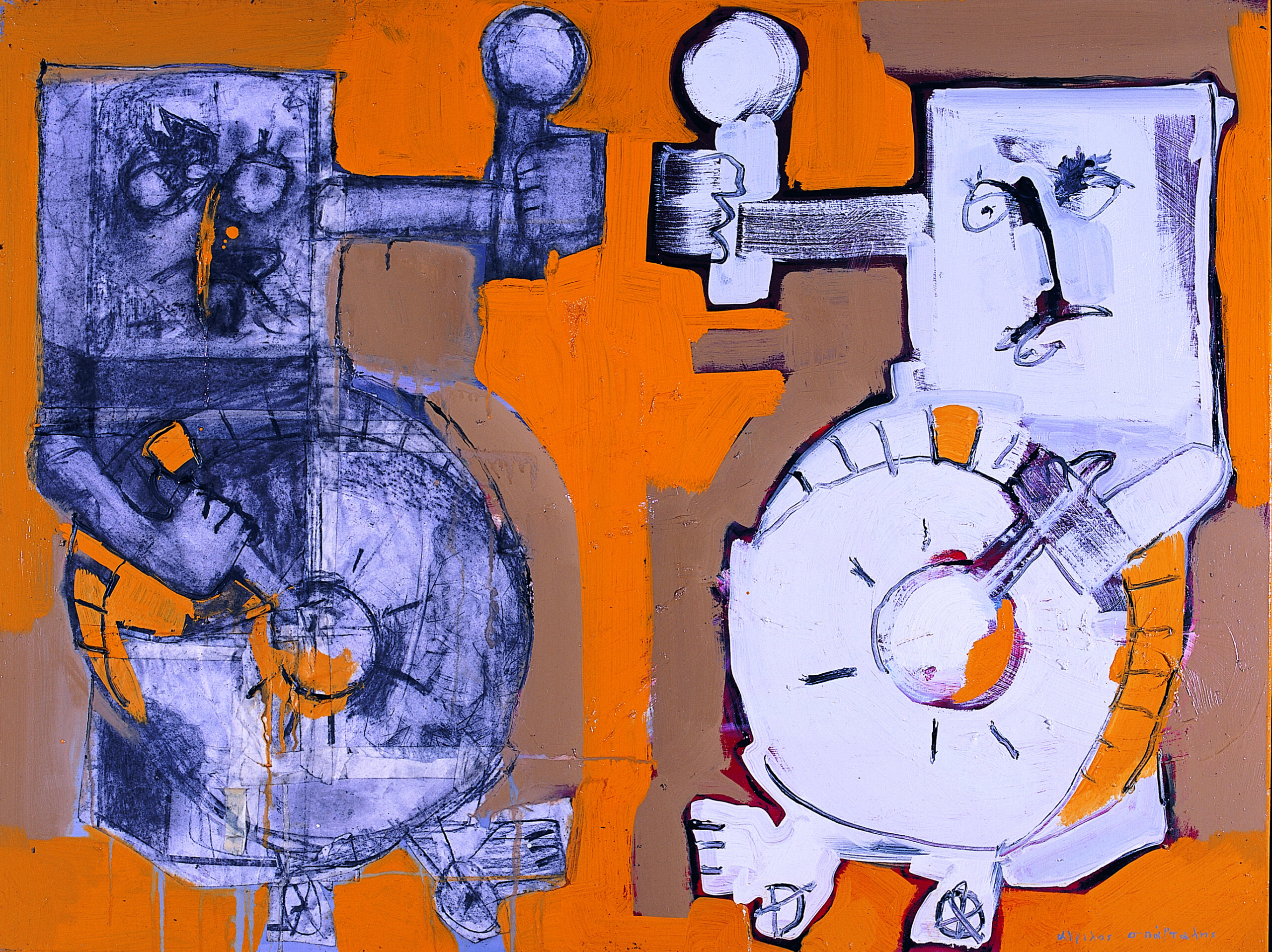 Διπλή προσωπογραφία τυμπανιστή – 90 x 120 cm – λάδι σε καμβά και κολάζ – 2003